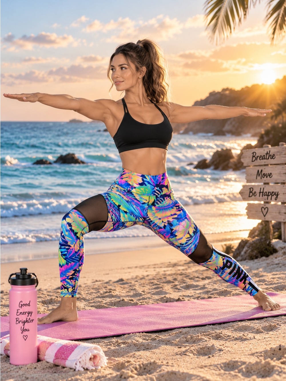 Victoria’s Secret PINK Ultimate Tropical Mesh Leggings Women’s M